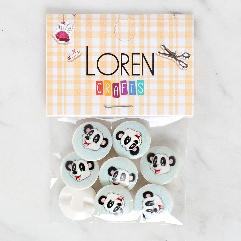 Loren Crafts 8'li Panda Düğme - 1058
